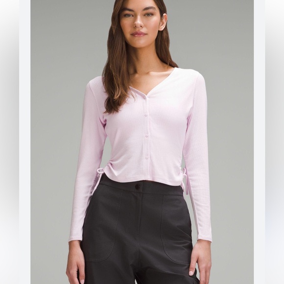 lululemon athletica Tops - NWT Lululemon Side-Cinch Ribbed Cardigan in Pink